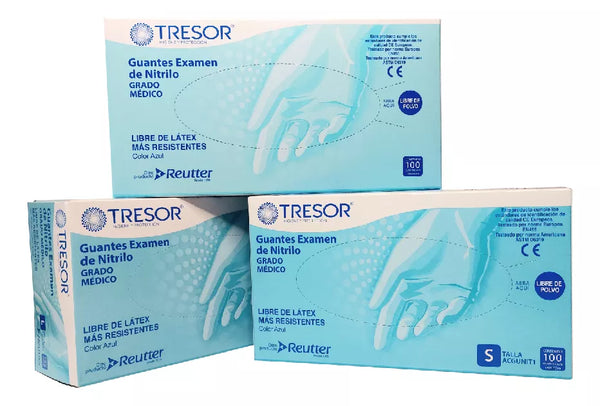 Guante de Nitrilo celeste Tresor | 10 Cajas